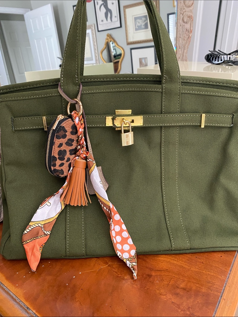 NWOT Olive Army Green Boatkin Canvas Tote Bag Large Size with Extras!